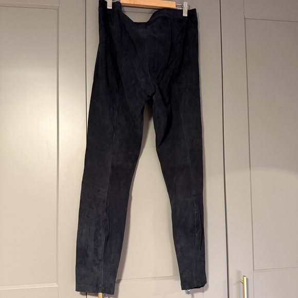 Vince Navy Blue Lamb Leather Pull-On Pants | Ankle Zip | Size XL - Picture 2 of 5